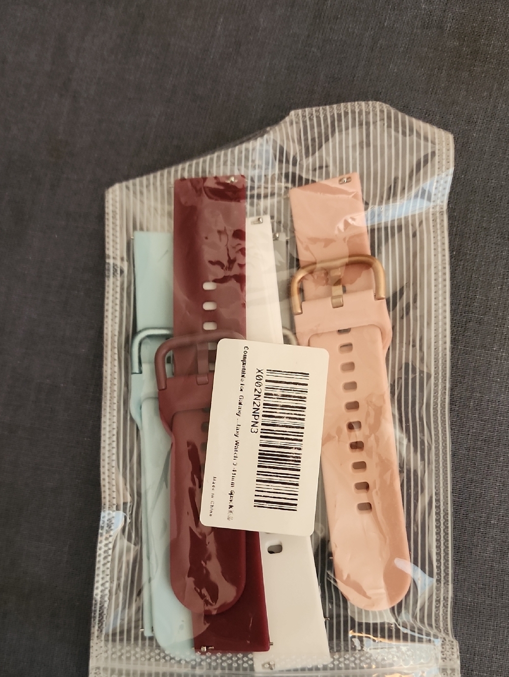 Silicone Watch Band Set in Blush, Light Blue, Burgundy, White, Gray